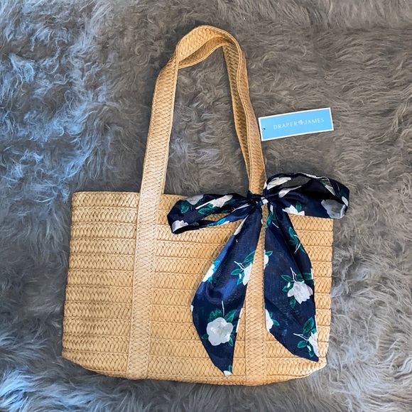 Draper James Handbags - NWT Straw Bag with Floral Scarf, Draper James